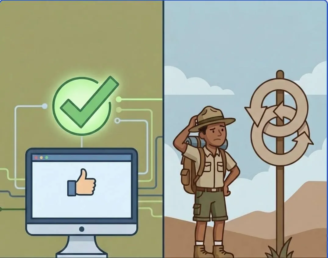 Comparison between technical agent success and a confusing real-world user experience