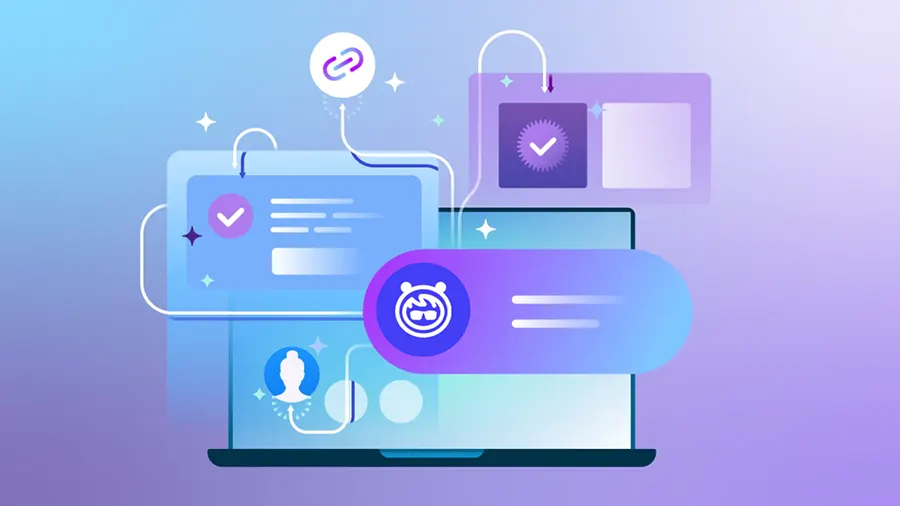 Illustration of an AI agent interacting with a user on a website